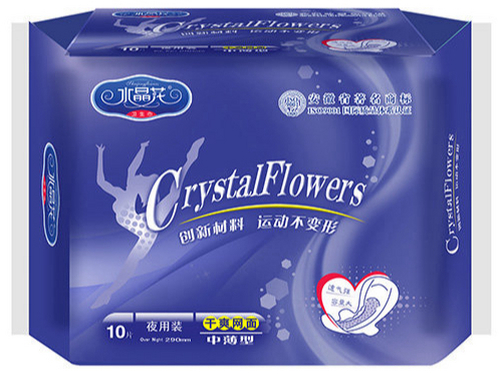 水晶花牌运动系列卫生巾夜用10片干爽网面装