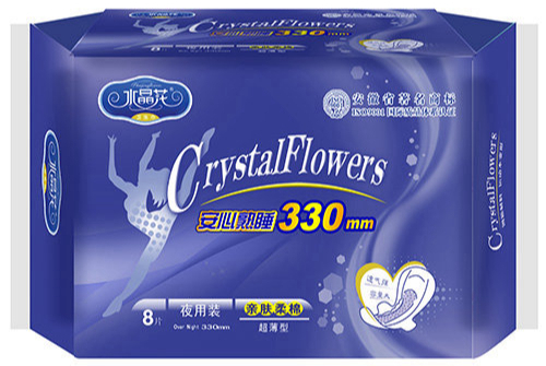 水晶花牌运动系列卫生巾夜用8片亲肤柔棉装