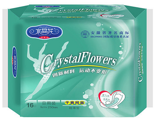 水晶花牌运动系列卫生巾日用16片干爽网面装