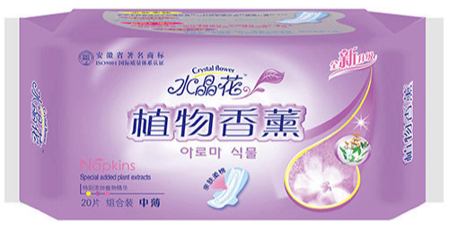 水晶花牌植物香薰系列卫生巾20片亲肤柔棉组中薄合装