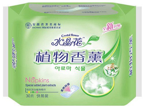 水晶花牌植物香薰系列卫生巾日用30片柔爽网面快易装