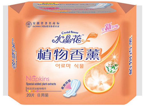 水晶花牌植物香薰系列卫生巾日用20片柔爽网面装