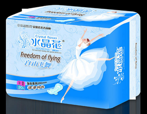 水晶花品牌自由飞舞系列加长夜用20片速渗网面装